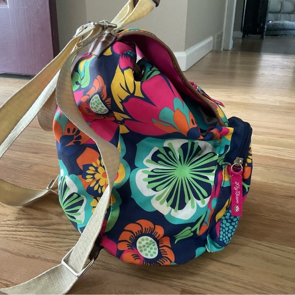 Lily Bloom Vibrant Flower Backpack Eco Friendly Drawstring Travel School Bag - Picture 5 of 12